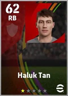 Haluk Tan eFootball 2026 player card — 62 OVR RB