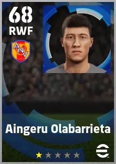 Aingeru Olabarrieta eFootball 2026 player card — 68 OVR RWF