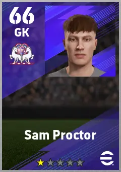 Sam Proctor eFootball 2026 player card — 66 OVR GK