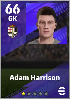 Adam Harrison eFootball 2026 player card — 66 OVR GK
