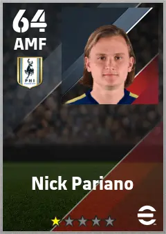 Nick Pariano eFootball 2026 player card — 64 OVR AMF