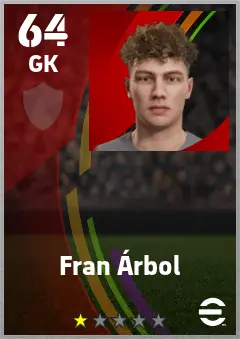Fran Arbol eFootball 2026 player card — 64 OVR GK
