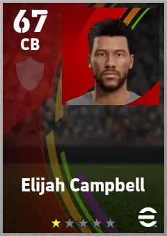 Elijah Campbell eFootball 2026 player card — 67 OVR CB