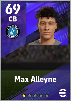 Max Alleyne eFootball 2026 player card — 69 OVR CB