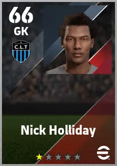 Nick Holliday eFootball 2026 player card — 66 OVR GK