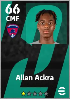 Allan Ackra eFootball 2026 player card — 66 OVR CMF