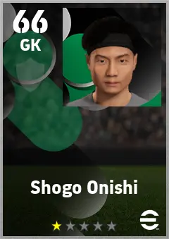 Shogo Onishi eFootball 2026 player card — 66 OVR GK