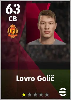 Lovro Golic eFootball 2026 player card — 63 OVR CB