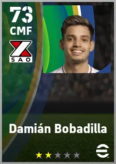 Damian Bobadilla eFootball 2026 player card — 73 OVR CMF