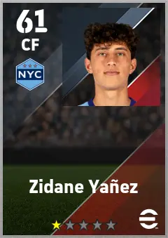 Zidane Yanez eFootball 2026 player card — 61 OVR CF