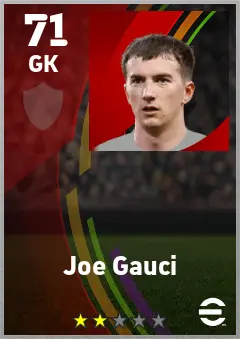 Joe Gauci eFootball 2026 player card — 71 OVR GK