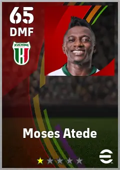 Moses Atede eFootball 2026 player card — 65 OVR DMF