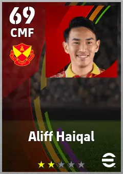 Aliff Haiqal eFootball 2026 player card — 69 OVR CMF