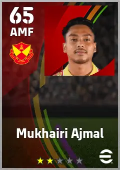 Mukhairi Ajmal eFootball 2026 player card — 65 OVR AMF