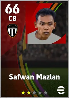 Safwan Mazlan eFootball 2026 player card — 66 OVR CB