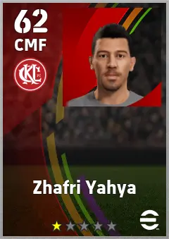 Zhafri Yahya eFootball 2026 player card — 62 OVR CMF