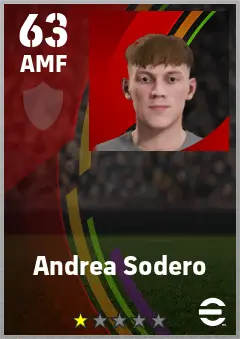 Andrea Sodero eFootball 2026 player card — 63 OVR AMF