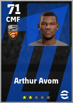 Arthur Avom eFootball 2026 player card — 71 OVR CMF