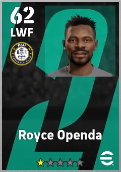 Royce Openda eFootball 2026 player card, 62 OVR LWF