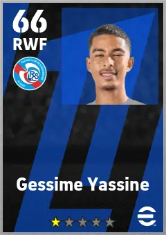 Gessime Yassine eFootball 2026 player card — 66 OVR RWF