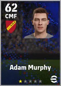 Adam Murphy eFootball 2026 player card — 62 OVR CMF