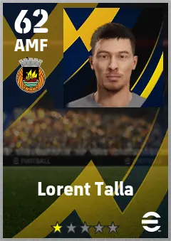 Lorent Talla eFootball 2026 player card — 62 OVR AMF
