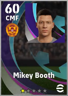 Mikey Booth eFootball 2026 player card — 60 OVR CMF