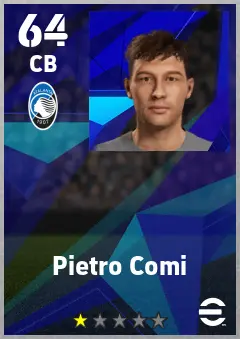 Pietro Comi eFootball 2026 player card — 64 OVR CB