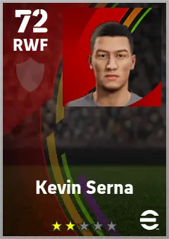 Kevin Serna eFootball 2026 player card — 72 OVR RWF