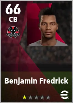 Benjamin Fredrick eFootball 2026 player card — 66 OVR CB