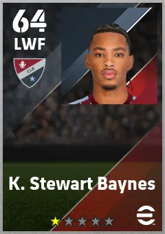 K. Stewart Baynes eFootball 2026 player card — 64 OVR LWF