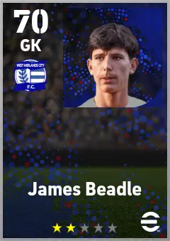 James Beadle eFootball 2026 player card — 70 OVR GK