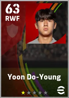 Yoon Do-Young eFootball 2026 player card — 63 OVR RWF