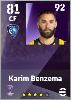 Karim Benzema eFootball 2026 player card — 81 OVR CF
