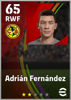 Adrian Fernandez eFootball 2026 player card, 65 OVR RWF
