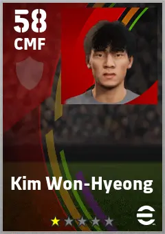 Kim Won-Hyeong eFootball 2026 player card — 58 OVR CMF