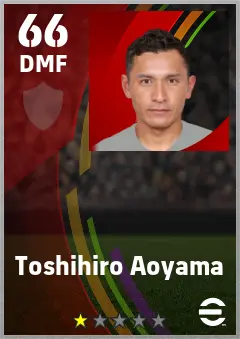 Toshihiro Aoyama eFootball 2026 player card — 66 OVR DMF