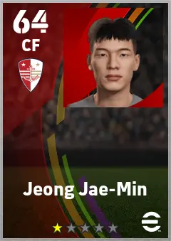 Jeong Jae-Min eFootball 2026 player card — 64 OVR CF