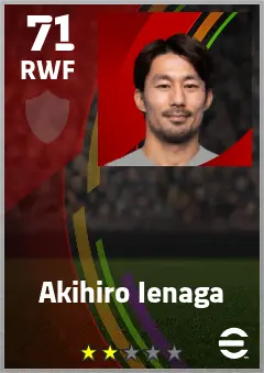 Akihiro Ienaga eFootball 2026 player card — 71 OVR RWF