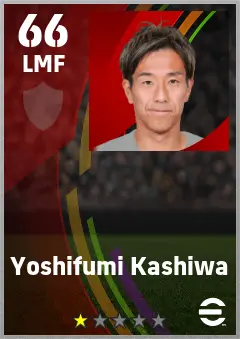 Yoshifumi Kashiwa eFootball 2026 player card — 66 OVR LMF