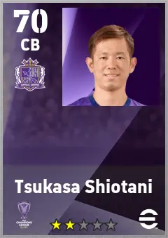 Tsukasa Shiotani eFootball 2026 player card — 70 OVR CB