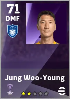 Jung Woo-Young eFootball 2026 player card — 71 OVR DMF