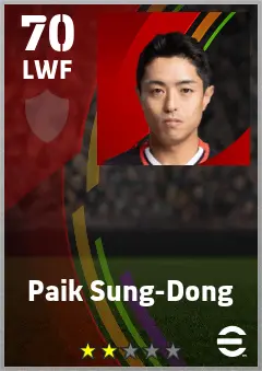 Paik Sung-Dong eFootball 2026 player card — 70 OVR LWF