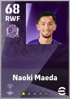 Naoki Maeda eFootball 2026 player card — 68 OVR RWF