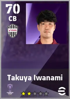 Takuya Iwanami eFootball 2026 player card — 70 OVR CB