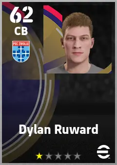 Dylan Ruward eFootball 2026 player card — 62 OVR CB