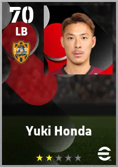 Yuki Honda eFootball 2026 player card — 70 OVR LB