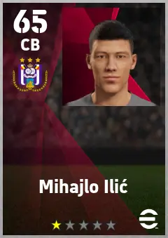 Mihajlo Ilic eFootball 2026 player card — 65 OVR CB