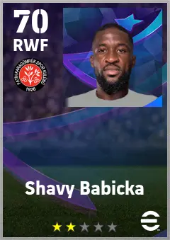 Shavy Babicka eFootball 2026 player card — 70 OVR RWF