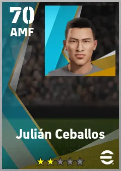 Julian Ceballos eFootball 2026 player card — 70 OVR AMF